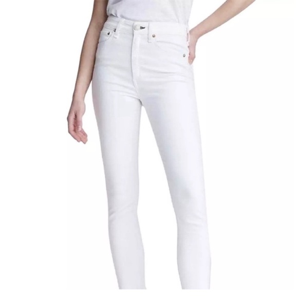 NWT rag & bone Jeans Nina High-Rise Ankle Skinny in White Size 30 (8-10) - Picture 1 of 13